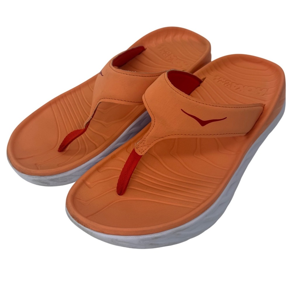 Hoka One One Ora Recovery Flip Sandals Orange Mens 9 Womens 11 unisex - Picture 5 of 11